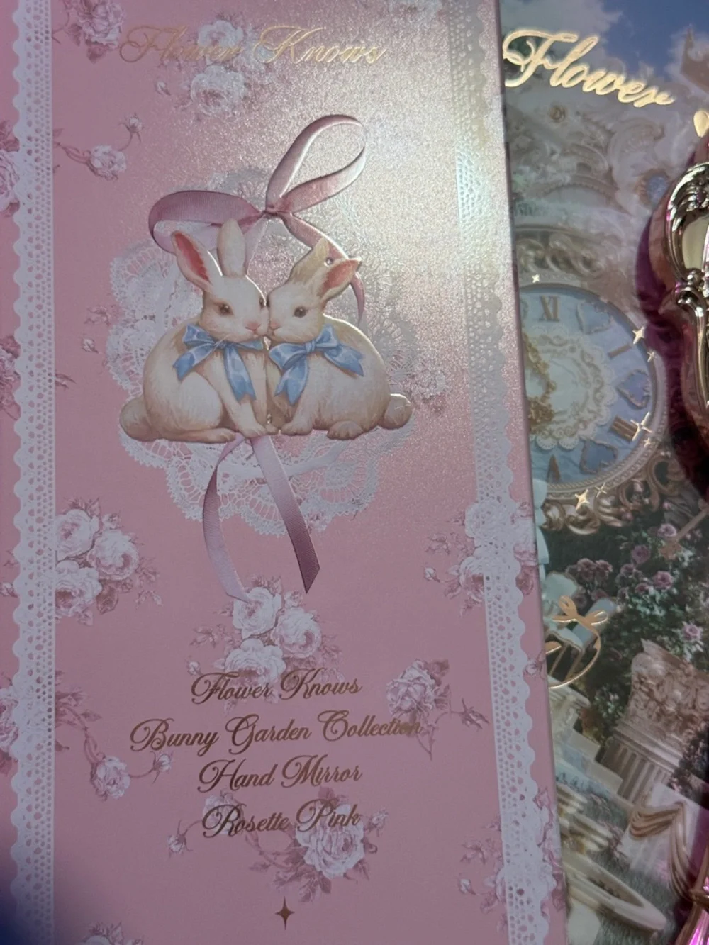 Flower Knows Bunny Pink Decorative Hand Mirror